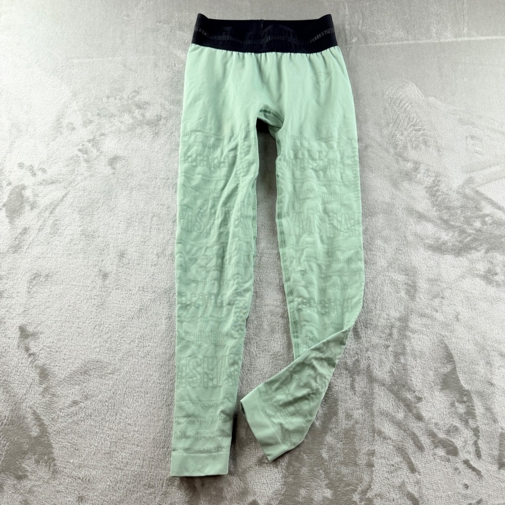 Gymshark Illumination Women's Small Seamless Leggings Sage Green Black Logo